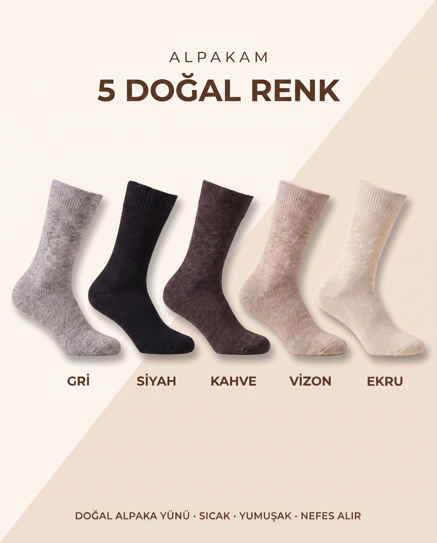 Doğal Alpaka Yünlü Kışlık Çorap