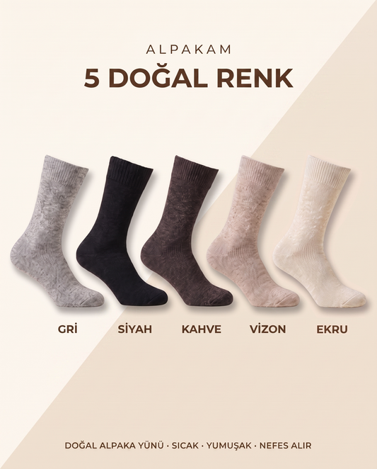 Doğal Alpaka Yünlü Kışlık Çorap